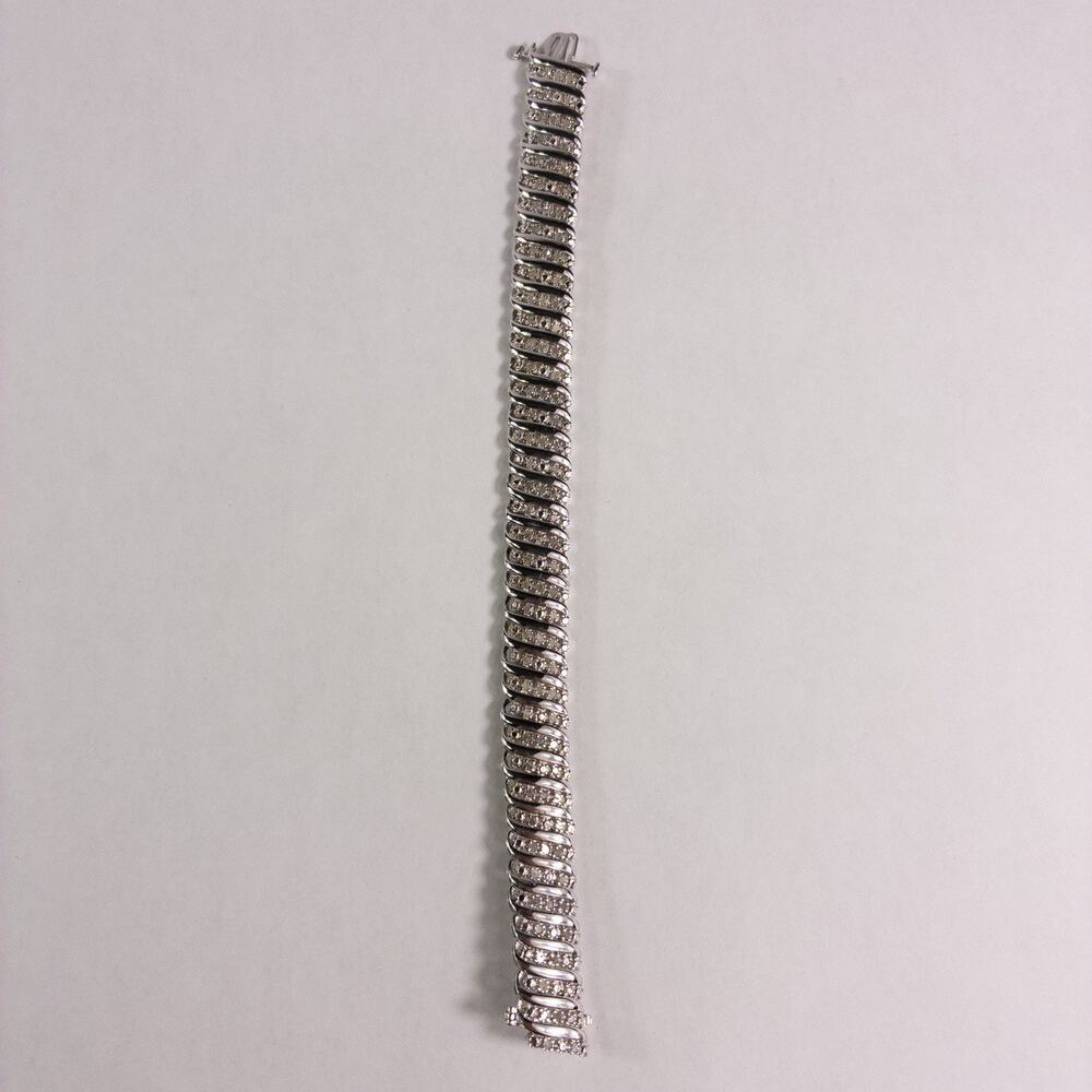 JWBR Renaissance 925 Sterling Silver and Diamond Tennis Bracelet 7.25 " w/Box - Picture 2 of 10